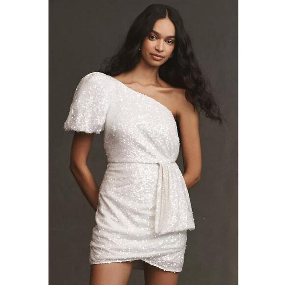 Sachin & Babi Dove Puffed One Shoulder Sequin Mini Dress NWT 2 - Picture 1 of 10